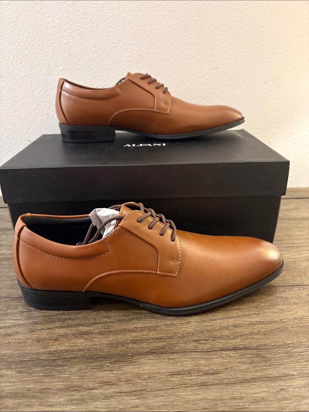 NIB [Alfani] Andrew Plain Toe Derbys Casual Dress Shoes Dark Tan Brown Men's 9 - Picture 7 of 14